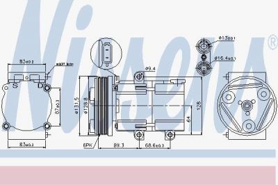 NISSENS Компрессор кондиционера FORD MONDEO 93-00 170см3 шкив 127мм (89068)