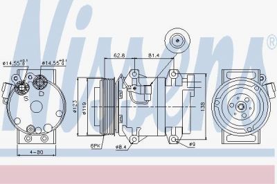 NISSENS Компрессор кондиционера VOLVO S60 00- (8684287, 89070)