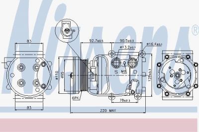 NISSENS Компрессор кондиционера FORD FOCUS 98- (XS4H19D629AA, 89071)