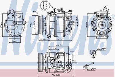 NISSENS Компрессор кондиционера VW-TOUAREG 02- (7L6820803T, 89091)