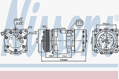 NISSENS Компрессор кондиционера PEUGEOT 307 00- (6453KW, 89195)