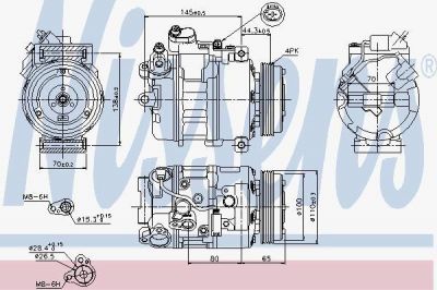 NISSENS Компрессор кондиционера 7 SERIES E65-66 01- (64526901781, 89198)