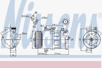 NISSENS Компрессор кондиционера 3-SERIES E46 98- (64509182795, 89307)