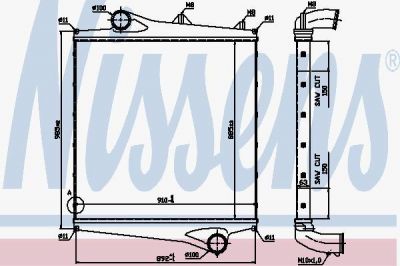 NISSENS Интеркулер, 885x915x63 Volvo FH12 D12A420HP (96961)