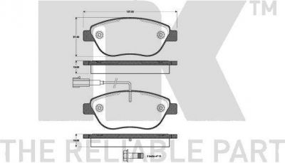 NK 222377 комплект тормозных колодок, дисковый тормоз на FIAT DOBLO вэн (223, 119)