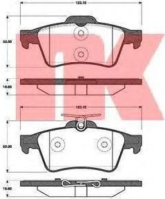 NK 222562 Колодки тормозные задние комплект Ford Focus II , III / Mazda 3/ VOLVO S40 II . (1233679)