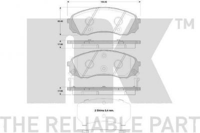 NK 223433 комплект тормозных колодок, дисковый тормоз на HYUNDAI H-1 Cargo (TQ)