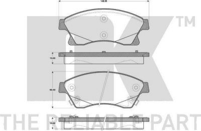 NK 223644 комплект тормозных колодок, дисковый тормоз на CHEVROLET CRUZE Наклонная задняя часть (J305)