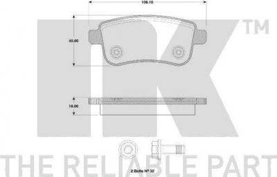 NK 223963 комплект тормозных колодок, дисковый тормоз на RENAULT MEGANE III Наклонная задняя часть (BZ0_)