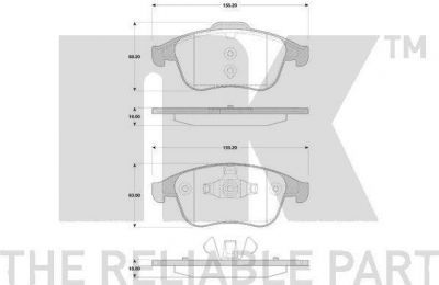 NK 223964 комплект тормозных колодок, дисковый тормоз на RENAULT MEGANE III Наклонная задняя часть (BZ0_)