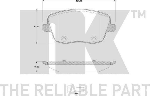 NK 224791 комплект тормозных колодок, дисковый тормоз на VW POLO (9N_)