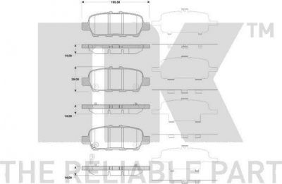 NK 225221 комплект тормозных колодок, дисковый тормоз на SUZUKI GRAND VITARA II (JT)