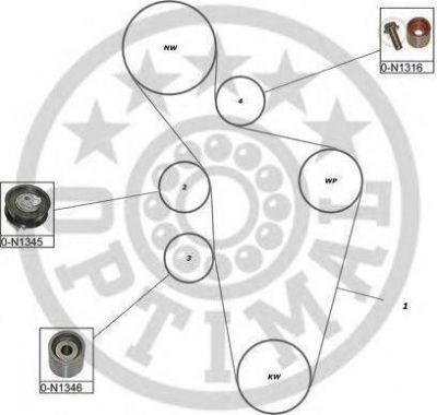 Optimal SK-1605 комплект ремня грм на VW PASSAT Variant (3C5)