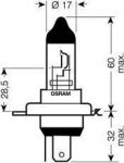 Лампа OSRAM H4 12V 60/55W 1шт 64193SV2