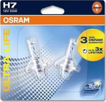 OSRAM Лампа г/с [2шт] H7 (55W) РХ26d (ULTRA LIFE) блистер 12V 64210ULT-02B 4008321416292 (64210ULT-02B)