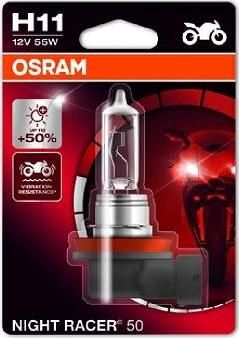 OSRAM Лампа H11 NIGHT RACER +50% 55W 12V PGJ19-2 Мото (64211NR501B)