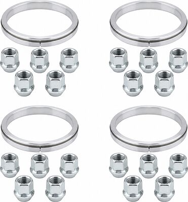 Монтажный комплект OZ Racing 81710395: 20 открытых гаек D27 M12x1,5, конус 60°, SW21, высота 21 мм, 4 кольца L 75/66,06 мм со стопорами