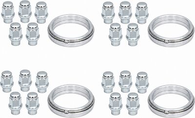 Монтажный комплект OZ Racing 81710417: 20 закрытых гаек D70 M12x1,5, конус 60°, SW21, высота 34 мм, поясок 6 мм, 4 кольца L 75/60,1 мм со стопорами