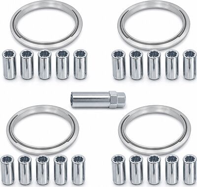 Монтажный комплект OZ Racing 81710440: 20 гаек DST20A M12x1,5, конус 60°, 4 кольца L 75/67,1 мм со стопорами и ключ CH19