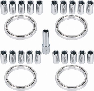Монтажный комплект OZ Racing 81710444: 20 гаек DST20B M12x1,25, конус 60°, 4 кольца S 68/56,1 мм со стопорами и ключ CH19