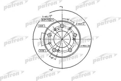 PATRON Диск тормозной передн ALFA ROMEO: AR 6 автобус 85-89, AR 6 фургон 85-89, CITROEN: C25 c бортовой платформой 87-94, C25 автобус 81-94, C25 фургон 81-94, FIAT: DU (PBD1118)