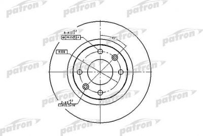 PATRON Диск тормозной передн CITROEN: BX 82-93, BX Break 83-94, PEUGEOT: 305 I 77-82, 305 II 82-90, 305 II Break 82-88, 405 I 87-92, 405 I Break 88-92, 405 II 92-95, 4 (PBD1216)