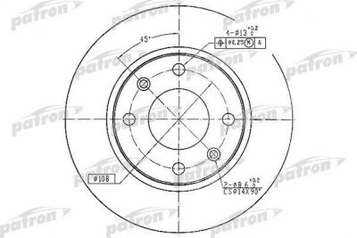 PATRON Диск тормозной передн CITROEN: AX 91-96, SAXO 96-03, XSARA 97-05, XSARA Break 97-05, XSARA купе 98-05, ZX 91-97, ZX Break 93-98, PEUGEOT: 106 I 91-96, 106 II 96 (PBD1221)