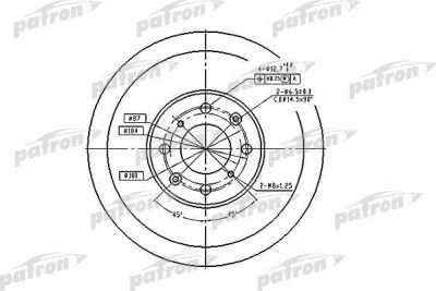 PATRON Диск тормозной передн HONDA: CIVIC IV 91-95, CIVIC IV Fastback 94-97, CIVIC IV Hatchback 91-95, CIVIC IV купе 94-95, CIVIC V 95-01, CIVIC V Fastback 97-01, CIVI (PBD1436)