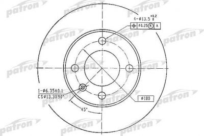 PATRON Диск тормозной передн AUDI: 80 76-78, 80 79-86, 80 86-91, COUPE 81-88, SEAT: CORDOBA 93-99, CORDOBA Vario 96-, CORDOBA хечбэк 99-02, IBIZA II 93-99, IBIZA III 9 (PBD1517)