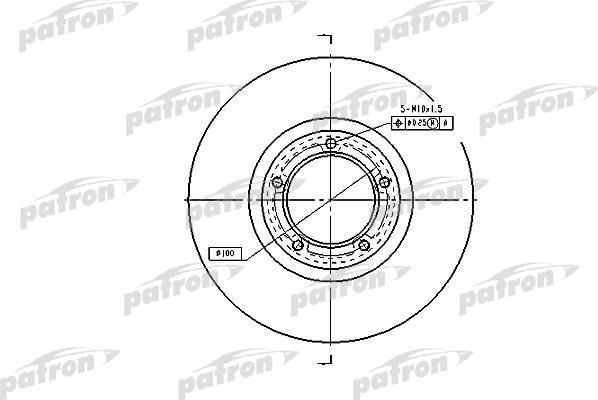 PATRON Диск тормозной передн FORD: TRANSIT c бортовой платформой 91-00, TRANSIT c бортовой платформой 88-92, TRANSIT автобус 91-, TRANSIT фургон 91-00 (PBD1622)