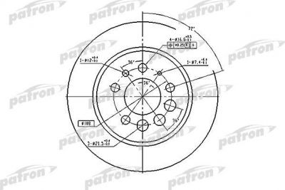 PATRON Диск тормозной задн VOLVO: 240 74-93, 240 Kombi 74-93, 260 74-82, 260 универсал 75-82, 740 83-92, 740 Kombi 85-92, 760 81-92, 760 Kombi 82-92, 780 86-87, 940 90 (PBD1674)