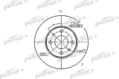 PATRON Диск тормозной задн ALFA ROMEO: 145 94-01, 146 95-01, 155 92-97, 33 90-94, 33 Sport Wagon 90-94, FIAT: BARCHETTA 95-, BRAVO 95-01, CINQUECENTO 91-99, COUPE 93-0 (PBD1745)