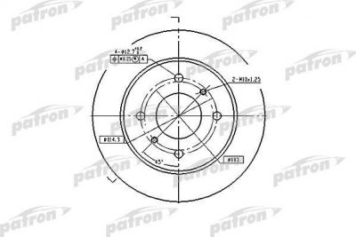 PATRON Диск тормозной задн NISSAN: ALMERA II 00-, ALMERA II Hatchback 00-, PRIMERA 90-96, PRIMERA 96-01, PRIMERA Hatchback 90-96, PRIMERA Hatchback 96-02, PRIMERA Trav (PBD2592)