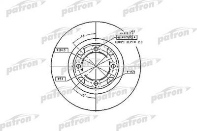 PATRON Диск тормозной передн MAZDA: 626 III 87-92, 626 III Hatchback 87-92, 626 III купе 87-91 (PBD2607)