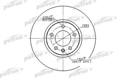 PATRON Диск тормозной передн OPEL: OMEGA A 88-94, OMEGA A универсал 87-94, OMEGA B 94-03, OMEGA B универсал 94-03, SENATOR B 87-93 (PBD2645)