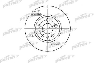 PATRON Диск тормозной передн CITROEN: EVASION 97-02, JUMPY 95-, JUMPY фургон 95-, FIAT: SCUDO Combinato 96-, SCUDO фургон 96-, ULYSSE 97-02, PEUGEOT: 806 95-02, EXPE (PBD2754)