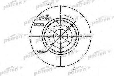 PATRON Диск тормозной передн CITROEN: XANTIA 95-98, XANTIA 98-03, XANTIA Break 95-98, XANTIA Break 98-03, PEUGEOT: 406 95-04, 406 Break 96-04, 406 купе 97-04 (PBD2796)