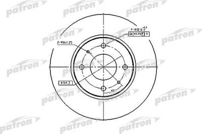 PATRON Диск тормозной передн MITSUBISHI: CARISMA 97-06, CARISMA седан 97-06, VOLVO: S40 I 95-03, V40 универсал 95-04 (PBD4054)