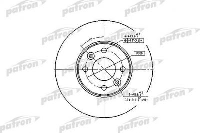 PATRON Диск тормозной передн NISSAN: MICRA 03-, MICRA C+C 05-, NOTE 06-, RENAULT: CLIO III 05-, MEGANE II 02-, MEGANE II седан 03-, MODUS 04- (PBD4364)