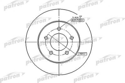 PATRON Диск тормозной передн CHRYSLER: Town Contry 96-00,DODGE: Caravan, Grand Caravan 96-00 - обод 15 (PBD5373)