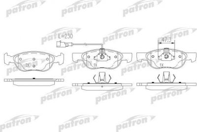 PATRON Колодки тормозные дисковые передн ALFA ROMEO: 145 94-99, 146 96-01, FIAT: BARCHETTA 95-, BRAVA 95-01, BRAVO 95-01, MAREA 96-, MAREA Weekend 96-, LANCIA: DEDRA 89-99, DEDRA (PBP1056)