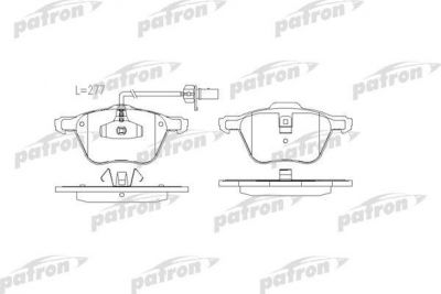 PATRON Колодки тормозные дисковые передн FORD: GALAXY 00-, SEAT: ALHAMBRA 96-, VW: SHARAN 97-, TRANSPORTER IV c бортовой платформой 90-03, TRANSPORTER IV автобус 90-03, TRANSPORTE (PBP1497)