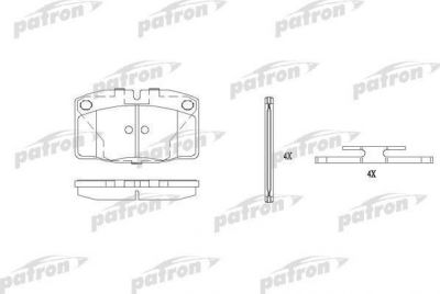 PATRON Колодки тормозные дисковые передн OPEL: ASCONA B 75-81, ASCONA C 81-88, ASCONA C хечбэк 81-88, CORSA A TR 82-93, CORSA A хечбэк 82-93, CORSA A фургон 86-90, KADETT D 79-84, (PBP173)