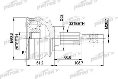 PATRON ШРУС наружн к-кт OPEL: ASCONA, KADETT 1.6-2.0 (PCV1008)