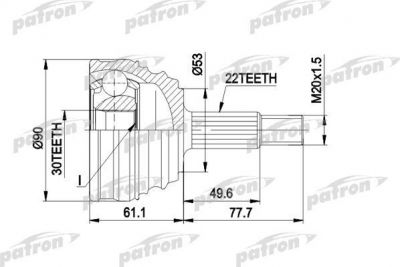 PATRON ШРУС наруж.ком/кт VW Passat B4 1,8/2,0 8/88-8/96 (1H0 498 099, PCV1009)