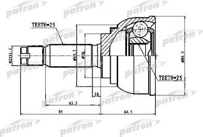 PATRON ШРУС наружный 25x50x25 HYUNDAI ELANTRA/LANTRA 90-95 (PCV1012)