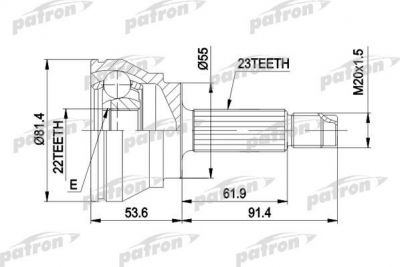 PATRON ШРУС наружн к-кт FORD: ESCORT 1.3-1.8 80-90, ORION 1.4-1.6 9.82- (PCV1014)