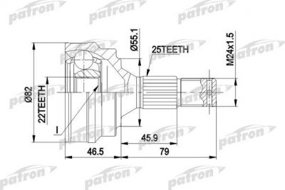 PATRON ШРУС наружн к-кт PEUGEOT: 305 82-89, 405 1.4-1.9 5.87-, CITROEN: ZX 1.1/1.4/1.6/1.8 3.91- (PCV1015)