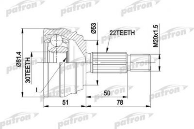 PATRON ШРУС наружн к-кт VW: GOLF II, JETTA II 8.83-, VENTO 1.4-1.6 11.91- (PCV1021)