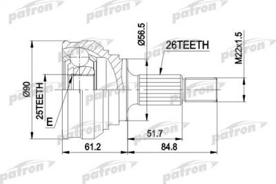 PATRON ШРУС наружн к-кт AUDI: 100 74-12.87 (PCV1025)